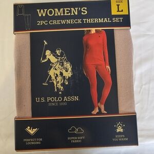 U.S. Polo Assn. Women's Red Thermal Set